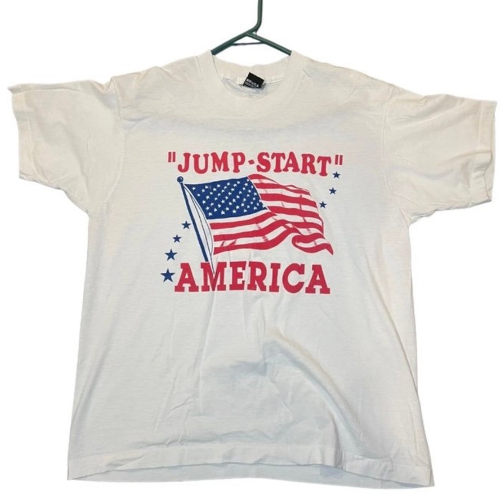 Vintage Jump Start America Single Stitch T Shirt Screen Stars Best White USA XL